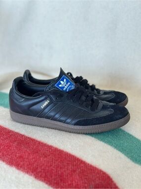 adidas Samba Low-Top Sneakers in Black with Brown Gum Sole